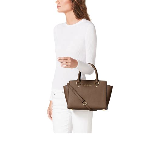 michael kors selma saffiano leather medium satchel tulip